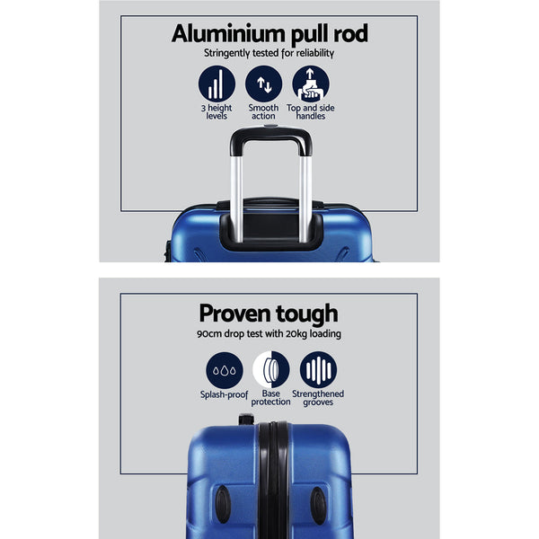 Wanderlite 3pc Luggage Travel Sets Suitcase Trolley TSA Lock Blue Does not apply