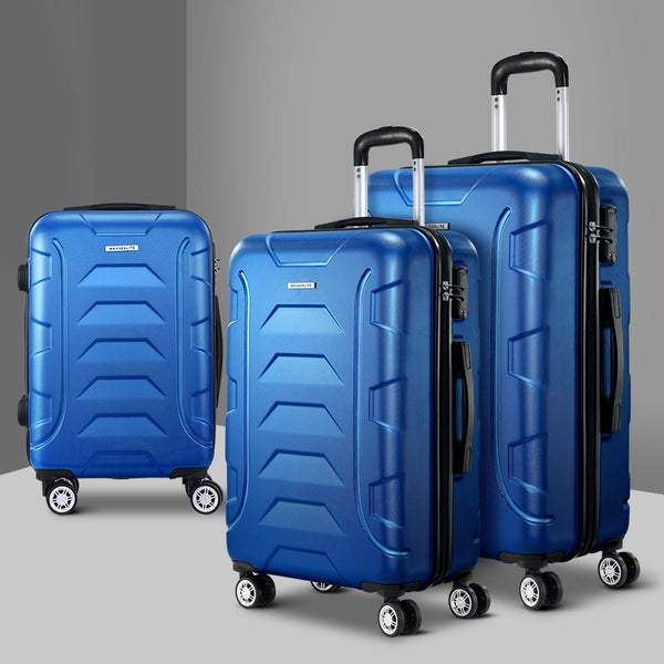 Wanderlite 3pc Luggage Travel Sets Suitcase Trolley TSA Lock Blue Does not apply