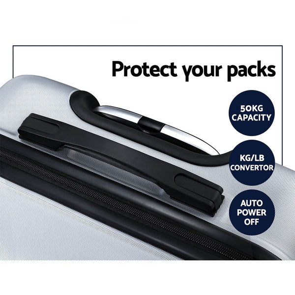 Wanderlite 3pc Luggage Travel Sets Suitcase Trolley TSA Lock Silver Does not apply
