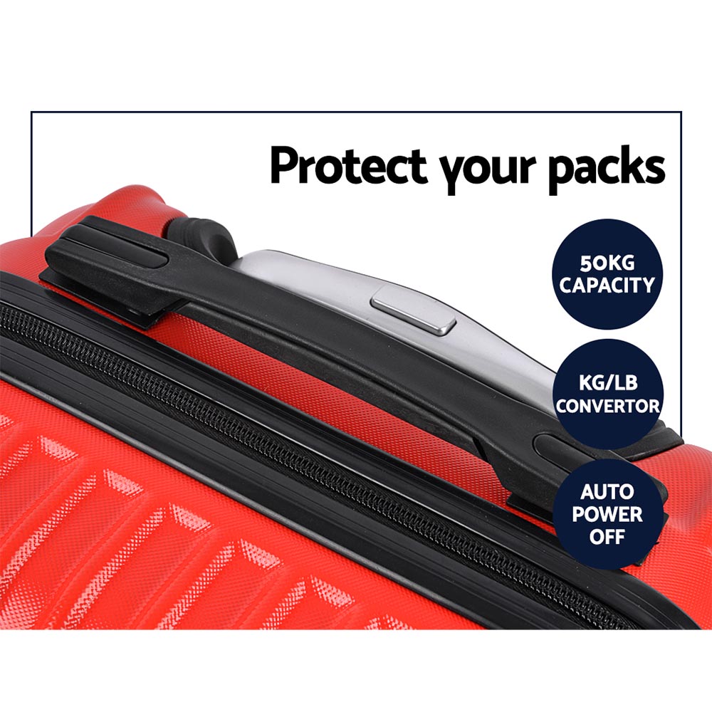 Wanderlite 2pc Luggage Trolley Suitcase Sets Travel TSA Hard Case Red Wanderlite