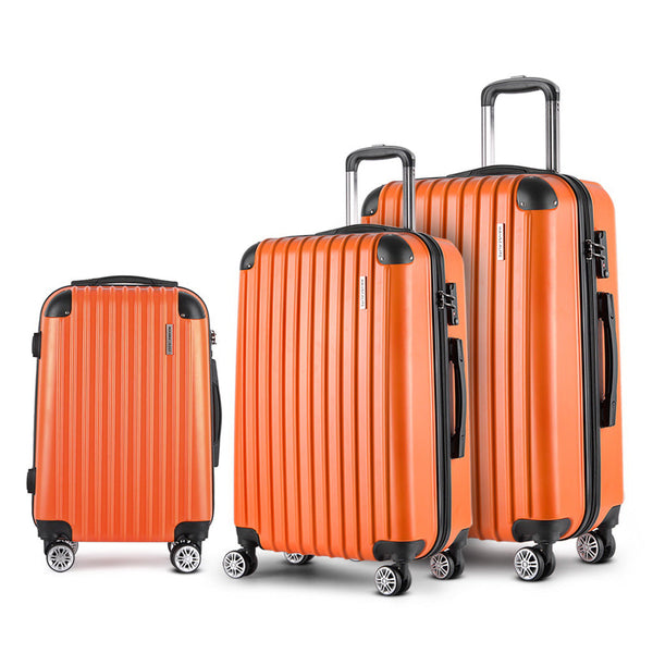 Wanderlite 3pc Luggage Sets Trolley Travel Suitcases TSA Hard Case Orange Wanderlite