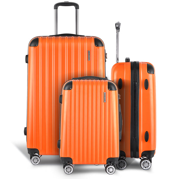 Wanderlite 3pc Luggage Sets Trolley Travel Suitcases TSA Hard Case Orange Wanderlite