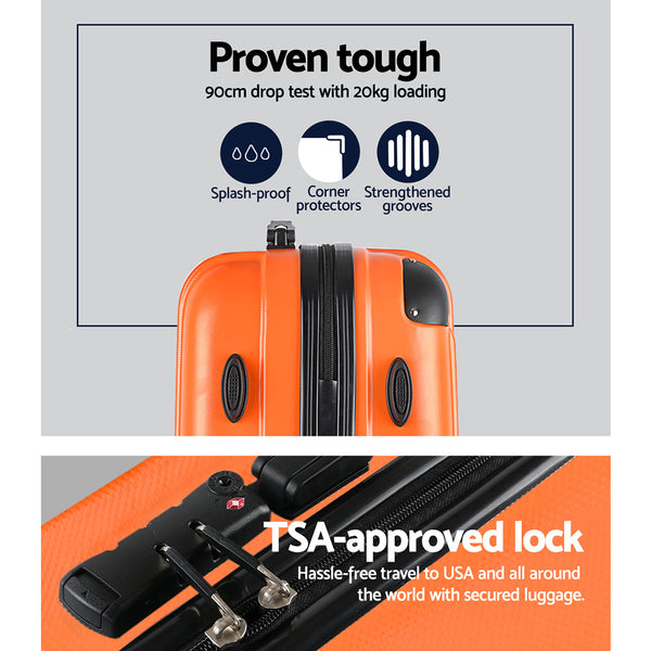 Wanderlite 3pc Luggage Sets Trolley Travel Suitcases TSA Hard Case Orange Wanderlite