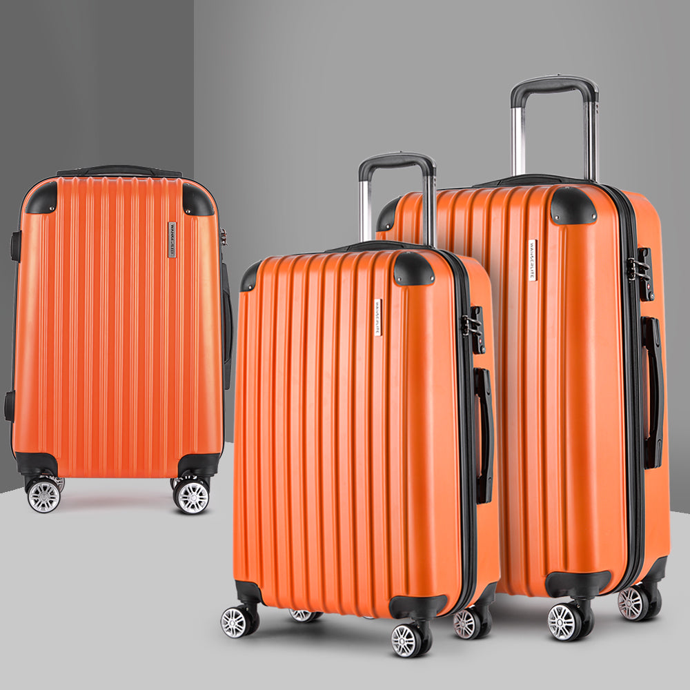 Wanderlite 3pc Luggage Sets Trolley Travel Suitcases TSA Hard Case Orange Wanderlite