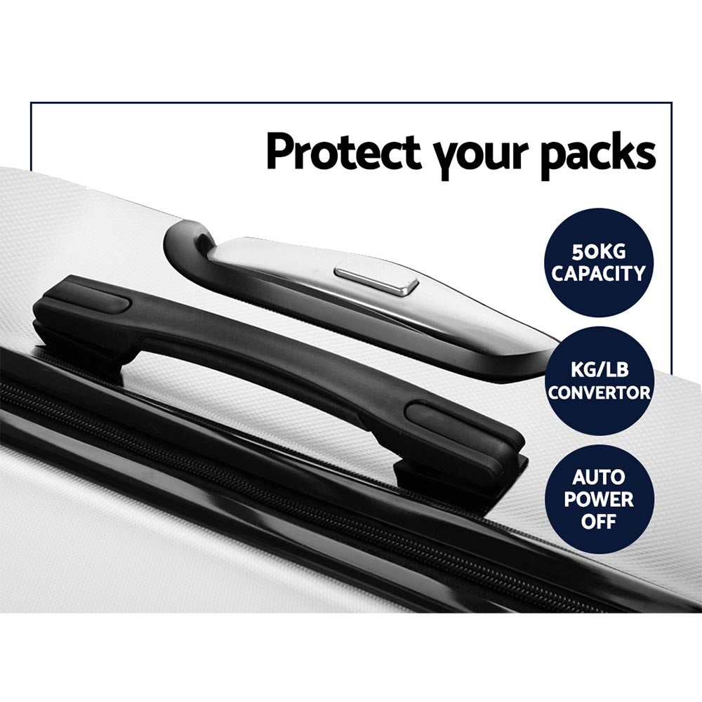 Wanderlite 2pc Luggage Trolley Set Suitcase Travel TSA Hard Case White Wanderlite