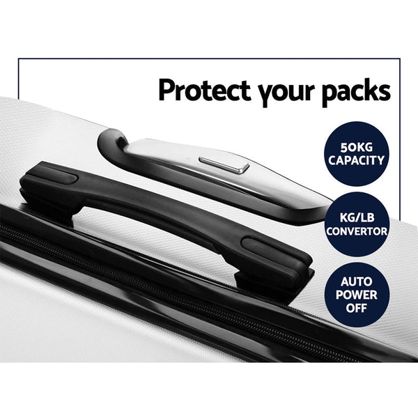 Wanderlite 3pc Luggage Trolley Set Suitcase Travel TSA Hard Case White Wanderlite