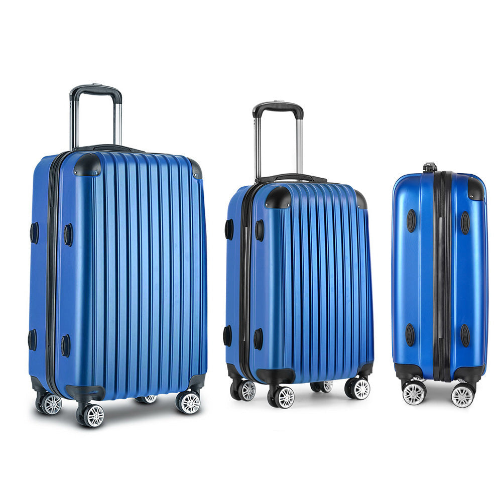 Wanderlite 3pcs Luggage Set Travel Suitcase Storage Organiser TSA lock Blue Does not apply