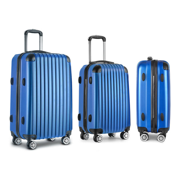 Wanderlite 3pcs Luggage Set Travel Suitcase Storage Organiser TSA lock Blue Does not apply