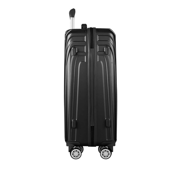 Wanderlite 3pc Luggage 20'' 24'' 28'' Trolley Suitcase Sets Travel TSA Hard Case Lightweight Black Wanderlite