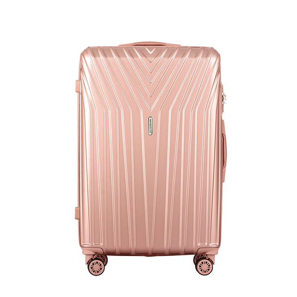 Wanderlite 3pc Luggage 20'' 24'' 28'' Trolley Suitcase Sets Travel TSA Hard Case Lightweight Pink Wanderlite