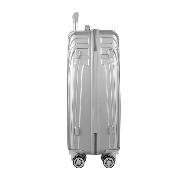 Wanderlite 3pc Luggage 20'' 24'' 28'' Trolley Suitcase Sets Travel TSA Hard Case Lightweight Silver Wanderlite