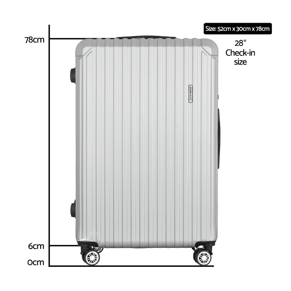 Wanderlite 28'' Luggage Travel Suitcase Set TSA Hard Case Lightweight Light Grey Wanderlite