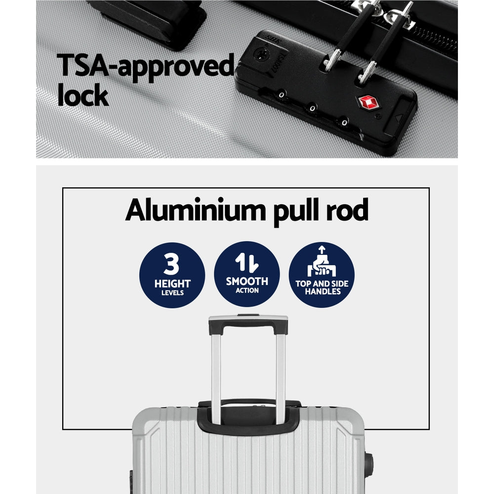 Wanderlite 28'' Luggage Travel Suitcase Set TSA Hard Case Lightweight Light Grey Wanderlite
