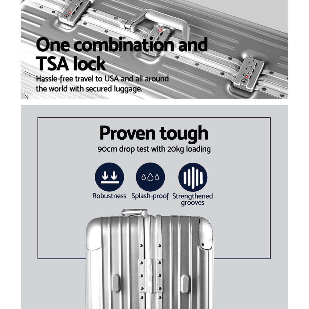 Wanderlite 28'' Luggage Travel Suitcase Set TSA Hard Case Lightweight Aluminum Wanderlite