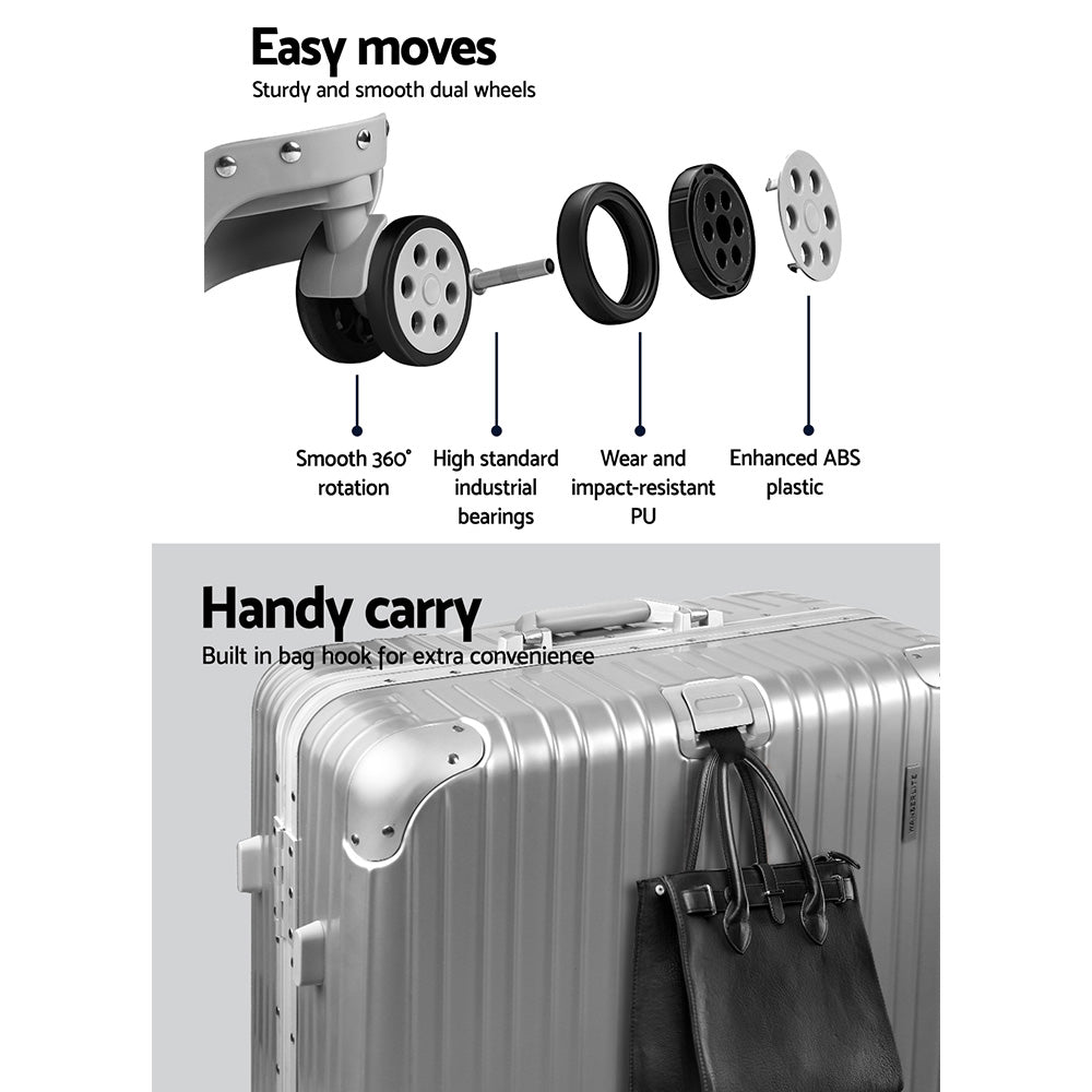 Wanderlite 28'' Luggage Travel Suitcase Set TSA Hard Case Lightweight Aluminum Wanderlite