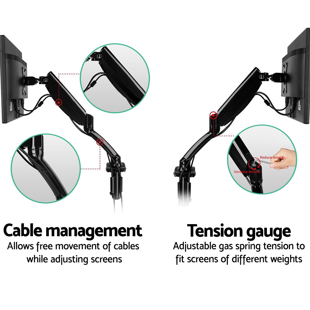 Adjustable Monitor Arm Desk Mounted - Black freeshipping - Awezingly