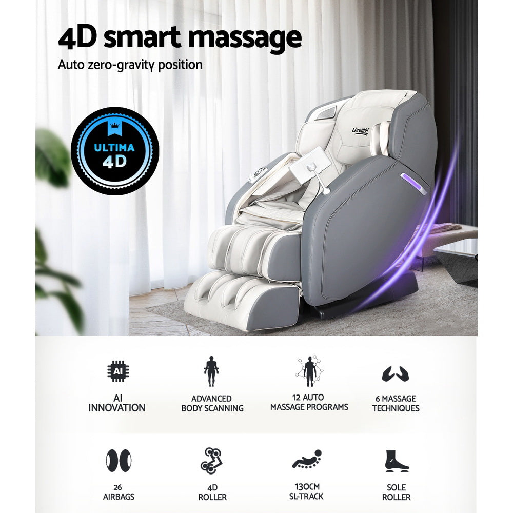 Livemor Massage Chair Electric 4D Recliner Shiatsu Zero Gravity Home Massager Livemor