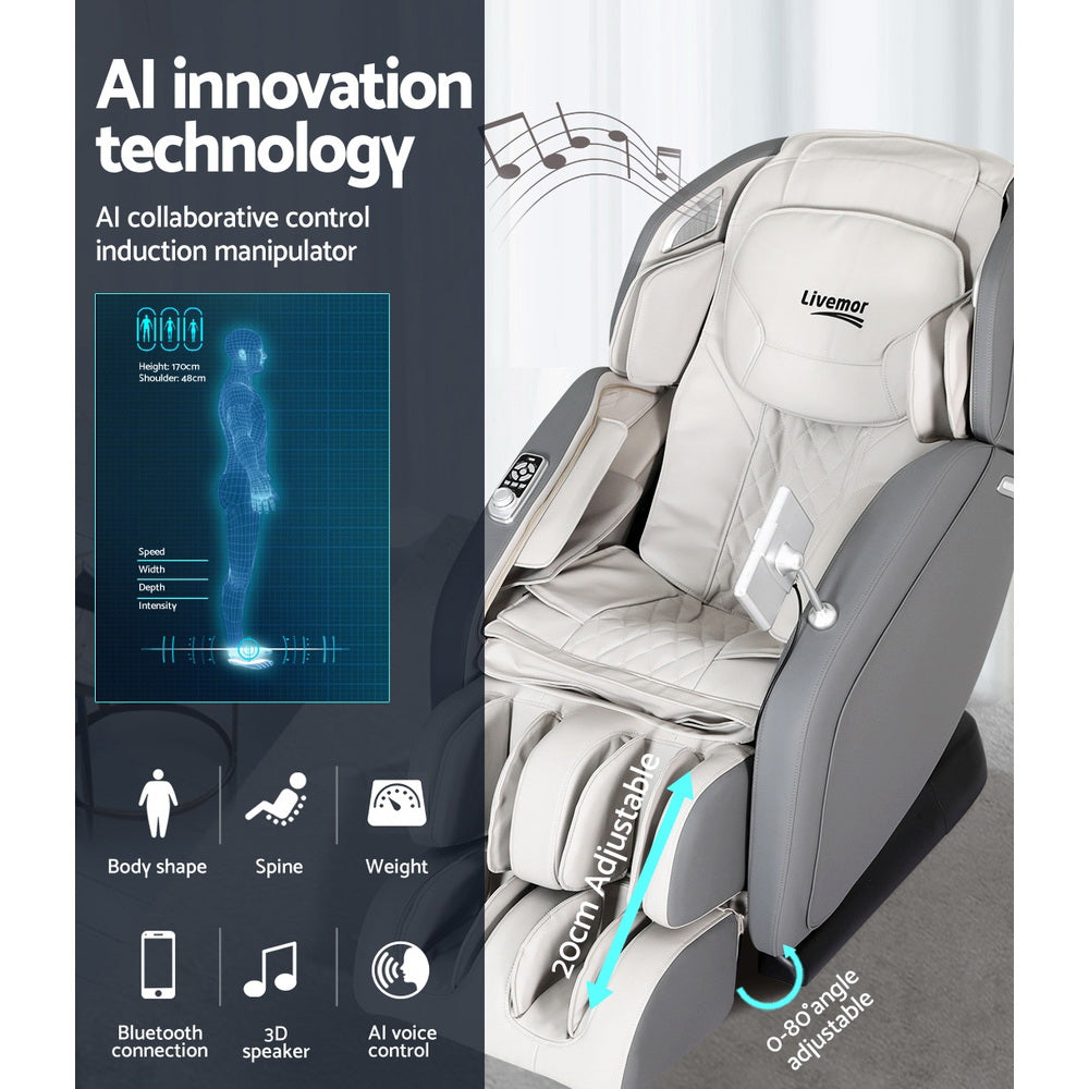 Livemor Massage Chair Electric 4D Recliner Shiatsu Zero Gravity Home Massager Livemor