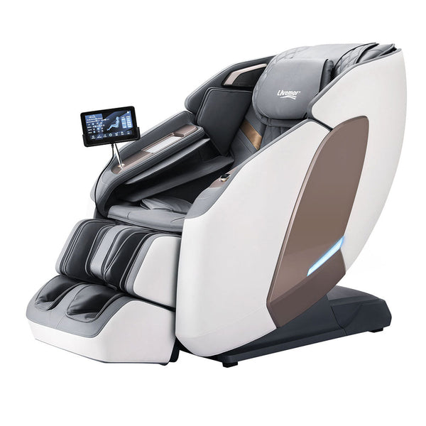 Livemor 4D Massage Chair Electric Recliner Double Core Mechanism Massager Melisa White Livemor