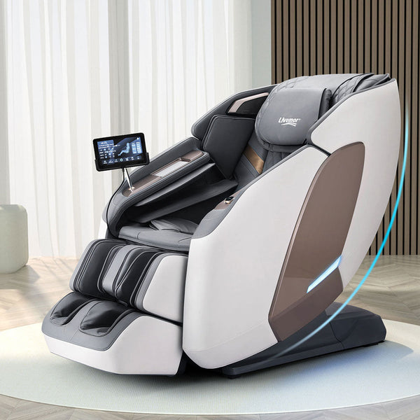 Livemor 4D Massage Chair Electric Recliner Double Core Mechanism Massager Melisa White Livemor