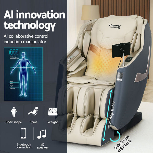 Livemor Massage Chair Electric Recliner Home Massager 3D Opal Livemor