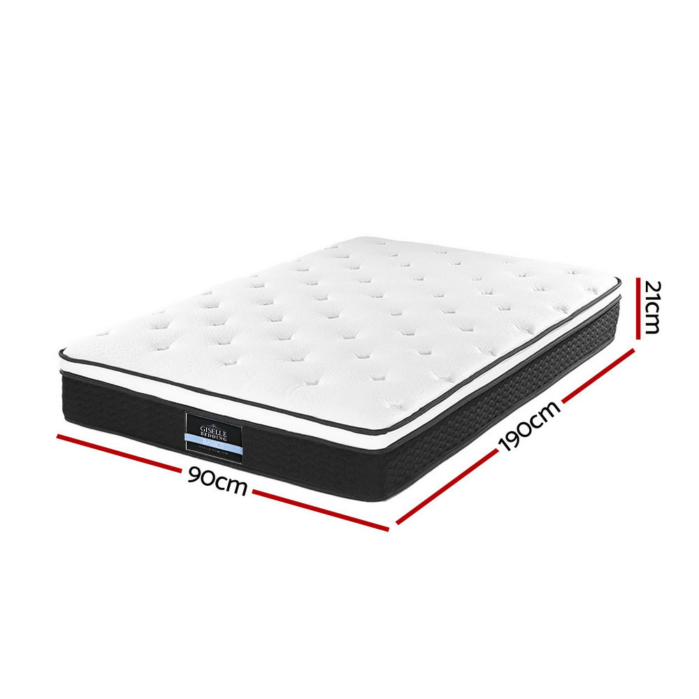 Giselle Bedding Bonita Euro Top Bonnell Spring Mattress 21cm Thick – Single Giselle Bedding