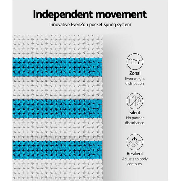 Giselle Bedding Lotus Tight Top Pocket Spring Mattress 30cm Thick Queen Giselle Bedding