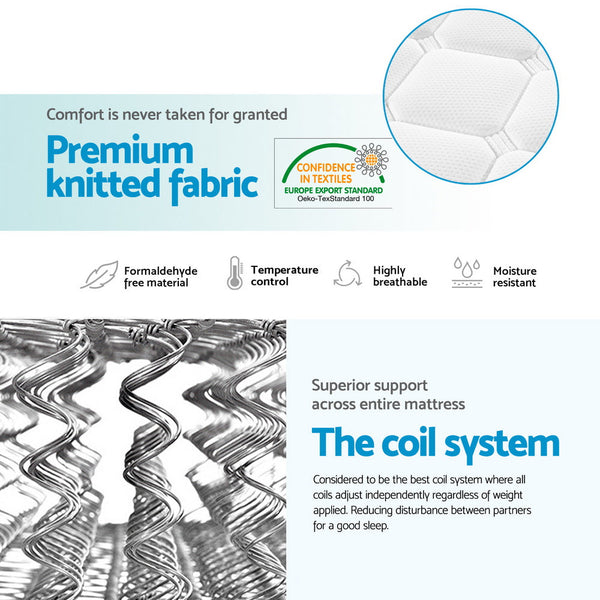 Giselle Bedding Normay Bonnell Spring Mattress 21cm Thick – King Single Giselle Bedding