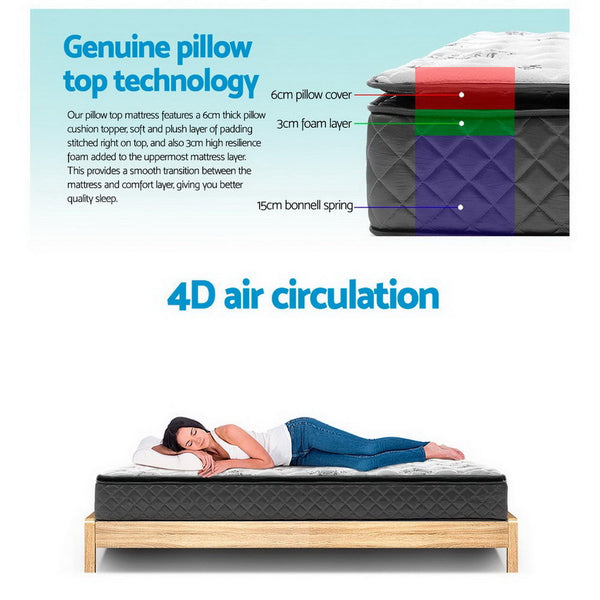 Giselle Bedding Rocco Bonnell Spring Mattress 24cm Thick Double Giselle Bedding