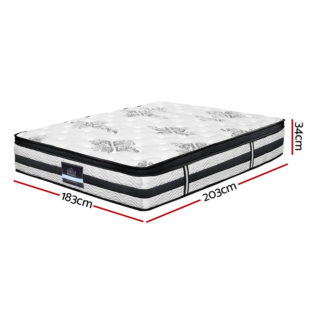 Giselle Bedding Algarve Euro Top Pocket Spring Mattress 34cm Thick King Giselle Bedding