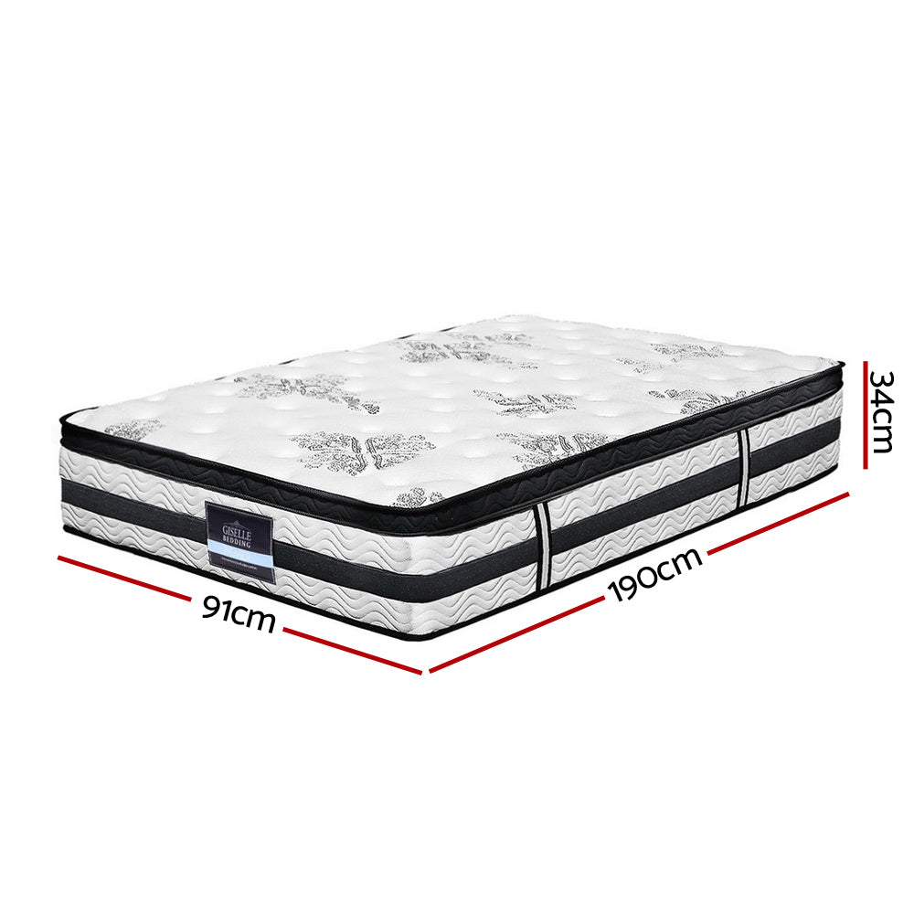 Giselle Bedding Algarve Euro Top Pocket Spring Mattress 34cm Thick – Single Giselle Bedding