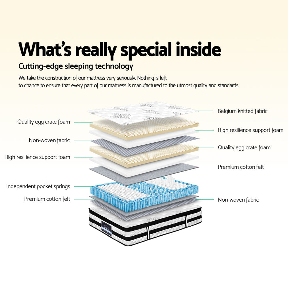 Giselle Bedding Algarve Euro Top Pocket Spring Mattress 34cm Thick – Single Giselle Bedding