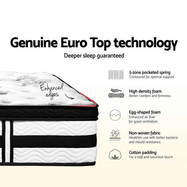 Giselle Bedding Algarve Euro Top Pocket Spring Mattress 34cm Thick – Single Giselle Bedding