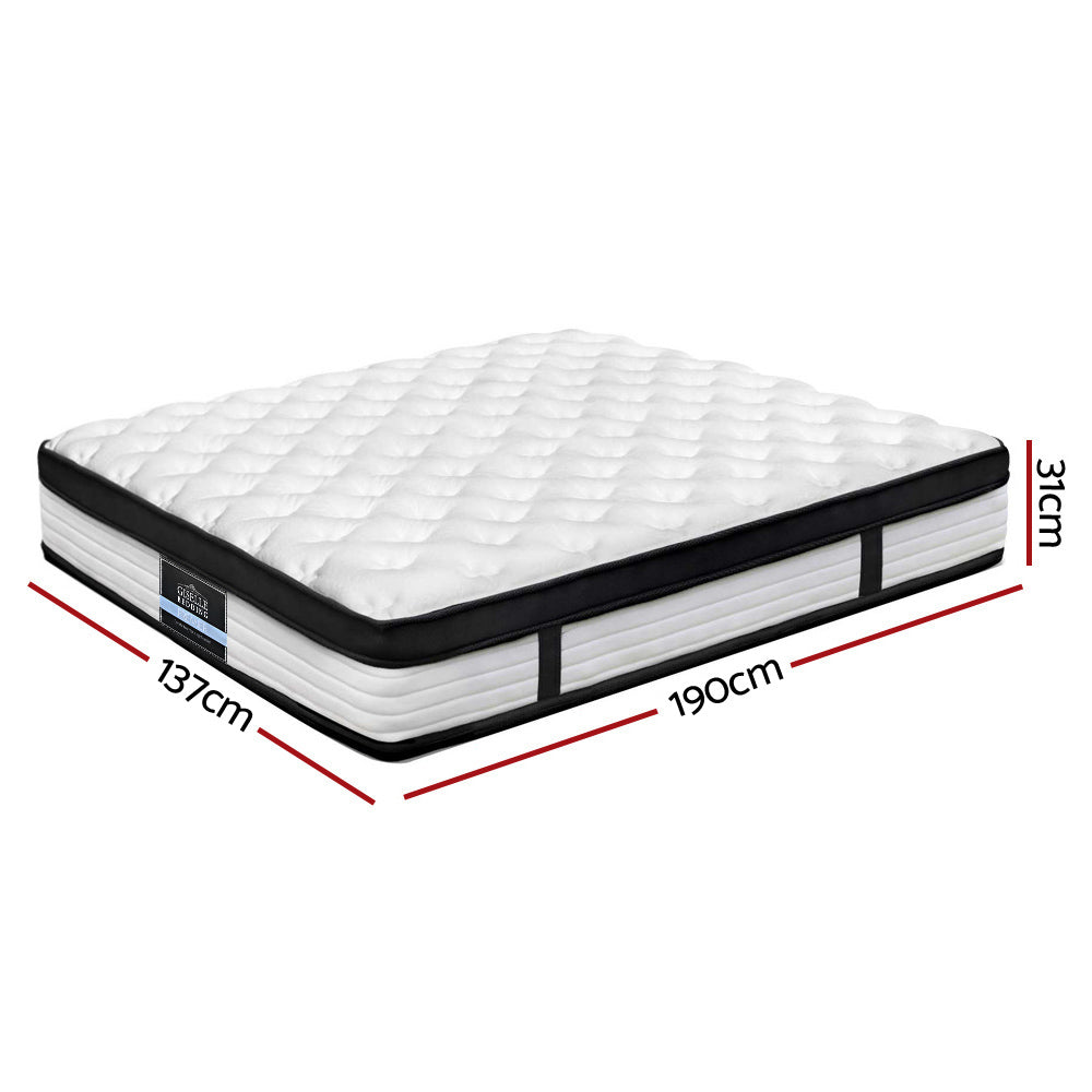 Giselle Bedding Devon Euro Top Pocket Spring Mattress 31cm Thick Double Giselle Bedding