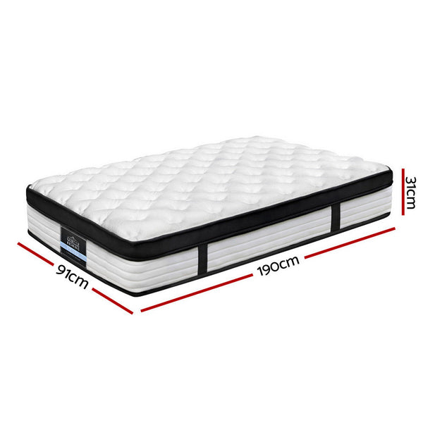Giselle Bedding Devon Euro Top Pocket Spring Mattress 31cm Thick – Single Giselle Bedding