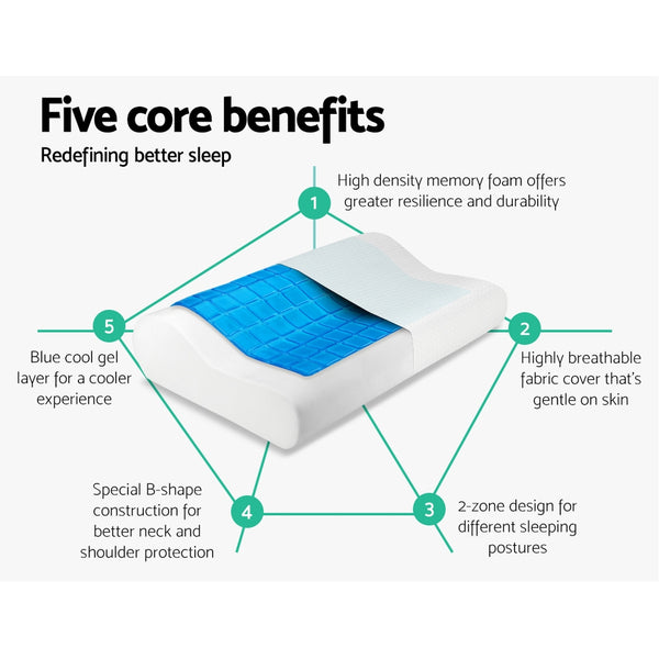 Giselle Bedding Set of 2 Cool Gell Memory Foam Pillows freeshipping - Awezingly