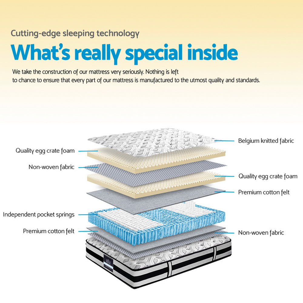 Giselle Bedding Rumba Tight Top Pocket Spring Mattress 24cm Thick Double Giselle Bedding