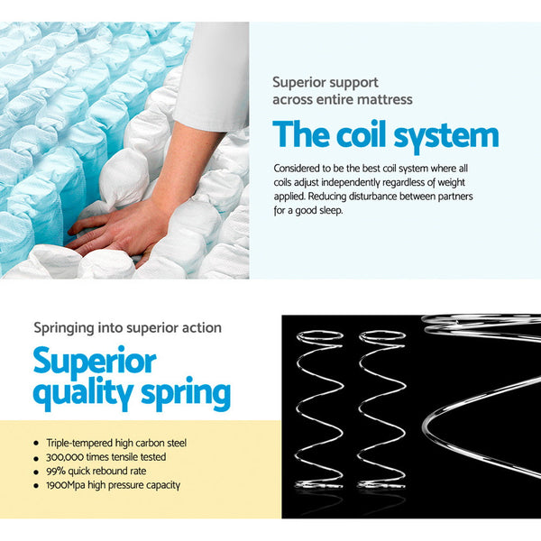 Giselle Bedding Rumba Tight Top Pocket Spring Mattress 24cm Thick Double Giselle Bedding