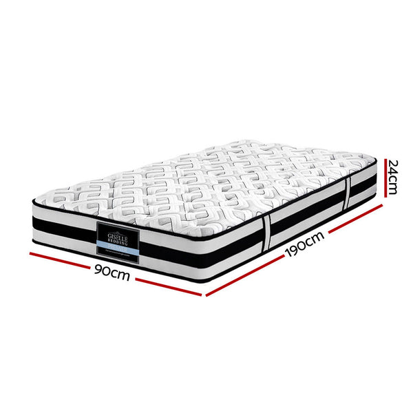 Giselle Bedding Rumba Tight Top Pocket Spring Mattress 24cm Thick – Single Giselle Bedding