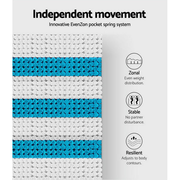 Giselle King Single Bed Mattress Size Extra Firm 7 Zone Pocket Spring Foam 28cm Giselle Bedding