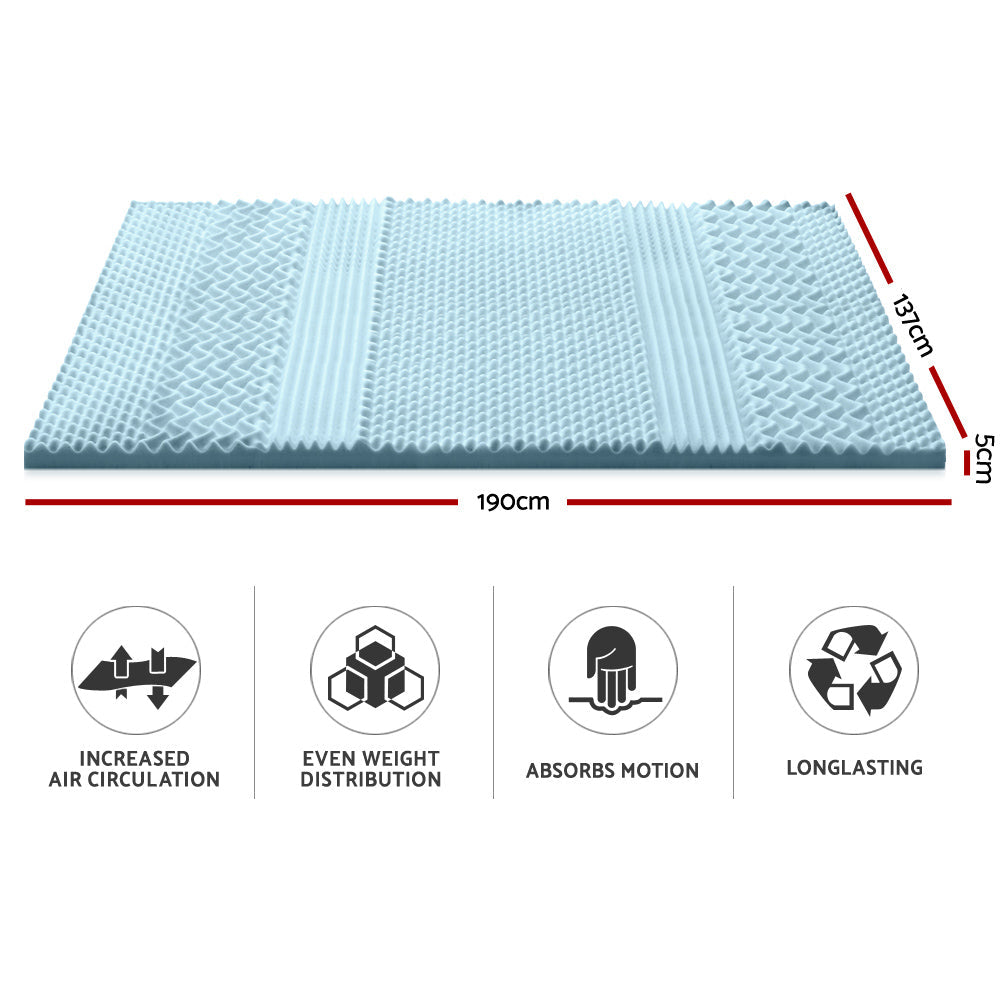 Giselle Bedding Cool Gel 7-zone Memory Foam Mattress Topper w/Bamboo Cover 5cm - Double Giselle Bedding
