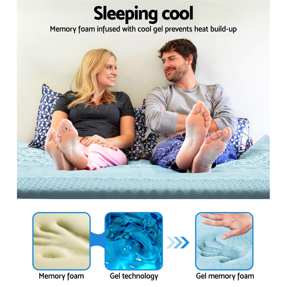 Giselle Bedding Cool Gel 7-zone Memory Foam Mattress Topper w/Bamboo Cover 5cm - Double Giselle Bedding