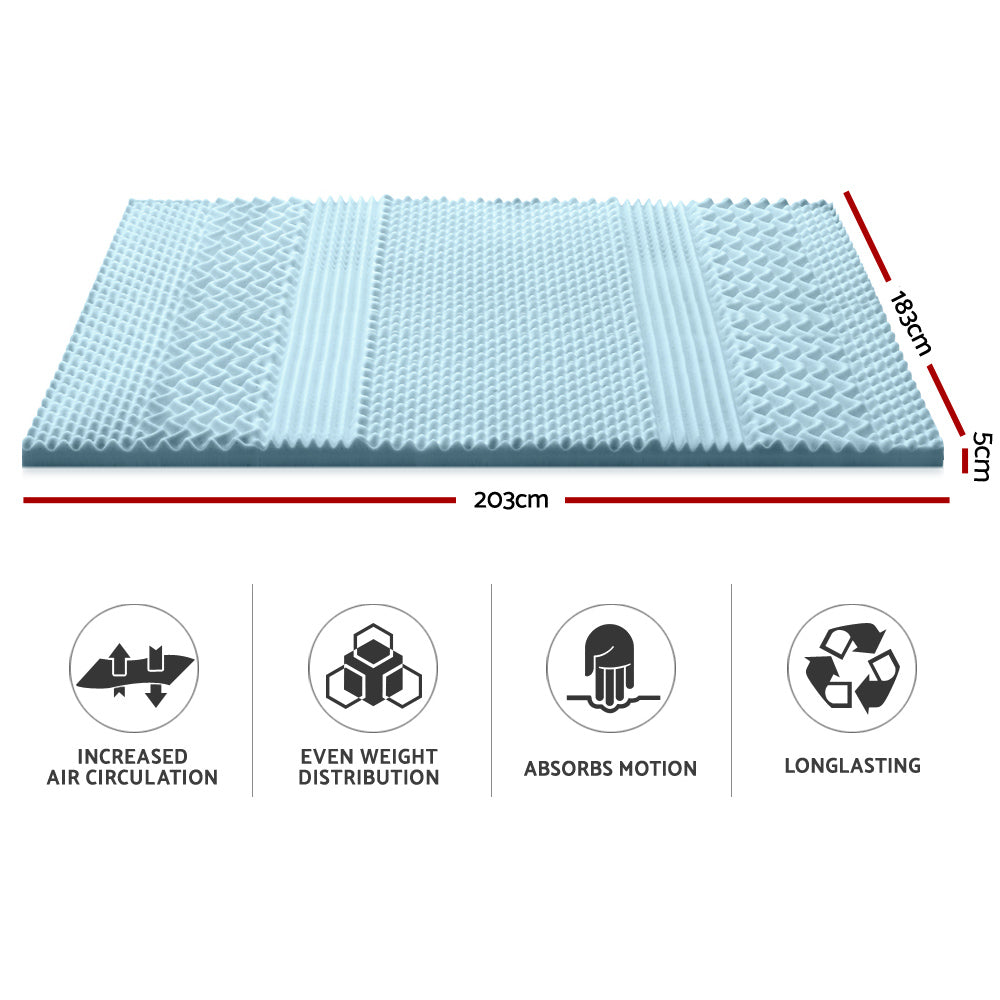 Giselle Bedding Cool Gel 7-zone Memory Foam Mattress Topper w/Bamboo Cover 5cm - King Giselle Bedding
