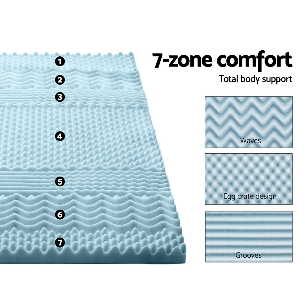 Giselle Bedding Cool Gel 7-zone Memory Foam Mattress Topper w/Bamboo Cover 5cm - Single Giselle Bedding