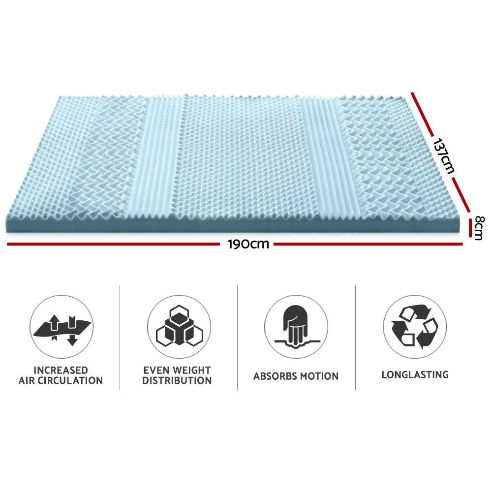 Giselle Bedding Cool Gel 7-zone Memory Foam Mattress Topper w/Bamboo Cover 8cm - Double Giselle Bedding