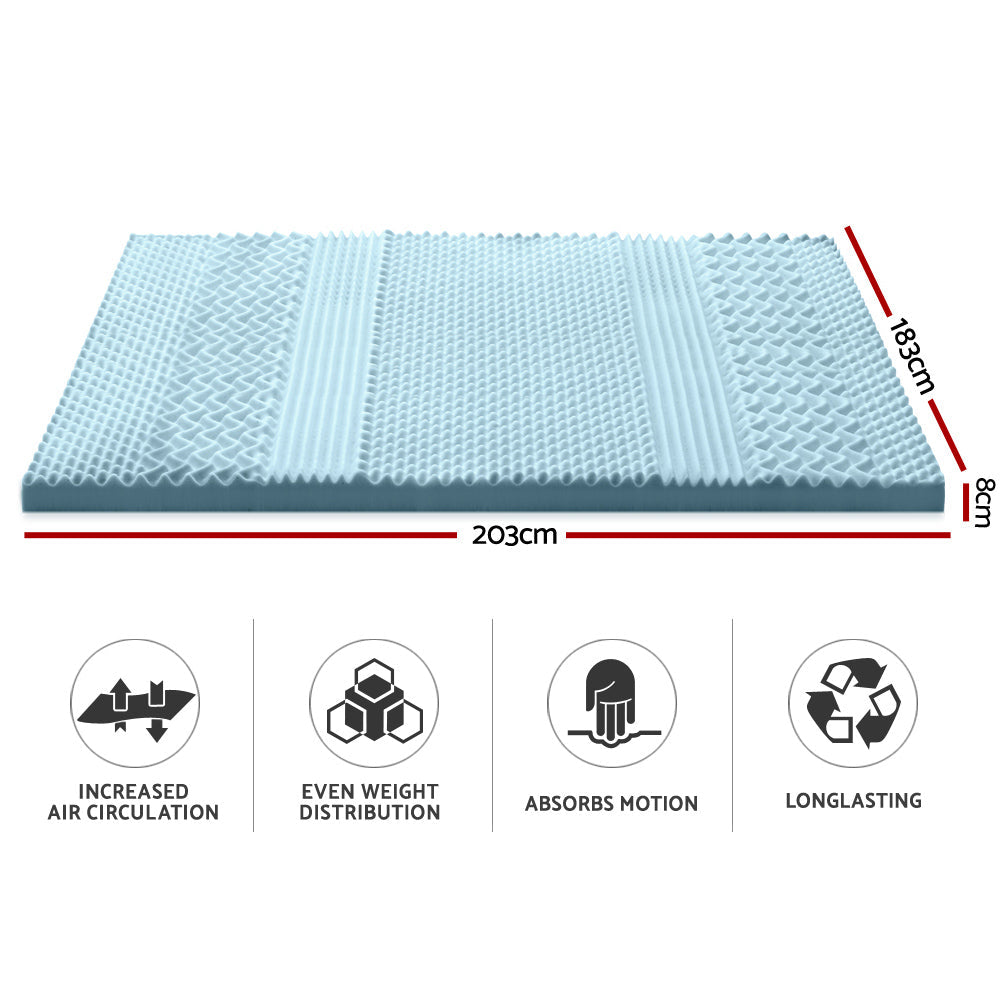 Giselle Bedding Cool Gel 7-zone Memory Foam Mattress Topper w/Bamboo Cover 8cm - King Giselle Bedding