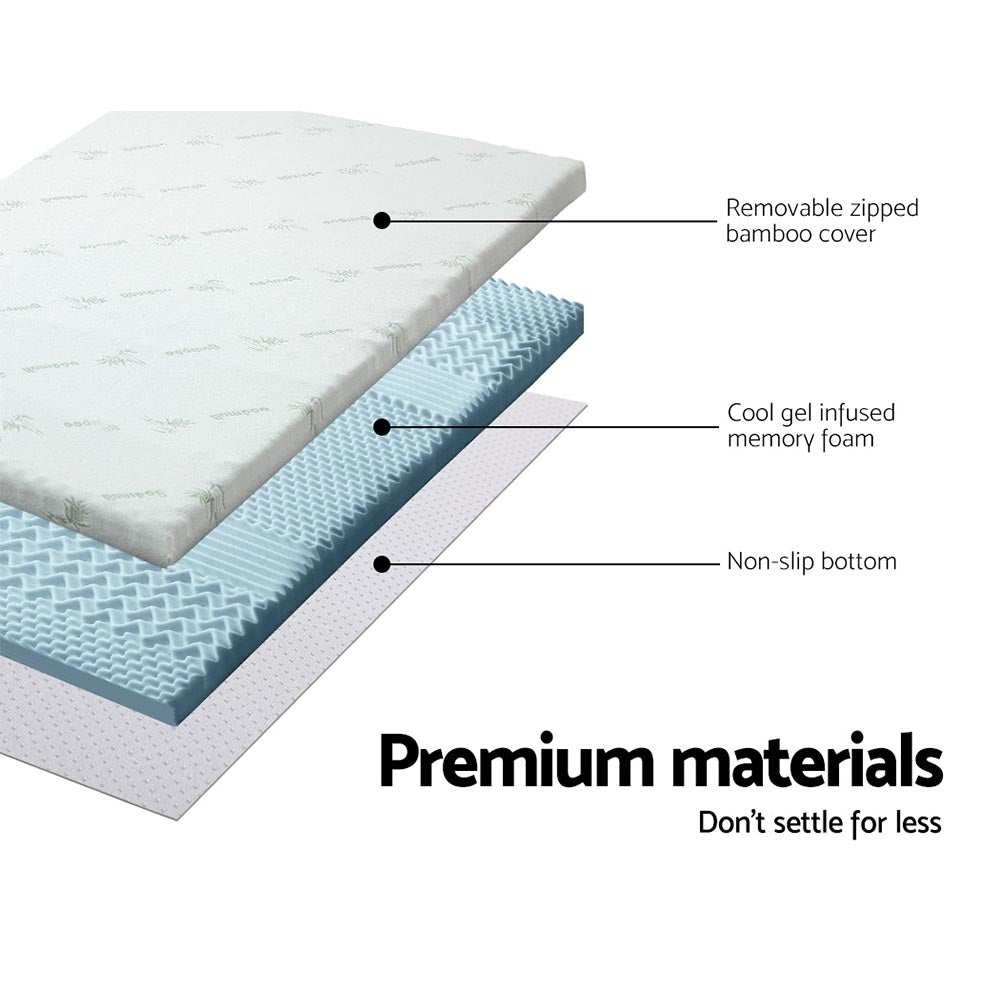 Giselle Bedding Cool Gel 7-zone Memory Foam Mattress Topper w/Bamboo Cover 8cm - King Giselle Bedding