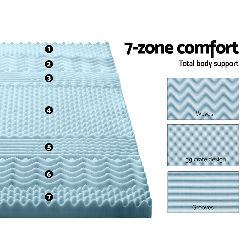 Giselle Bedding Cool Gel 7-zone Memory Foam Mattress Topper w/Bamboo Cover 8cm - King Giselle Bedding