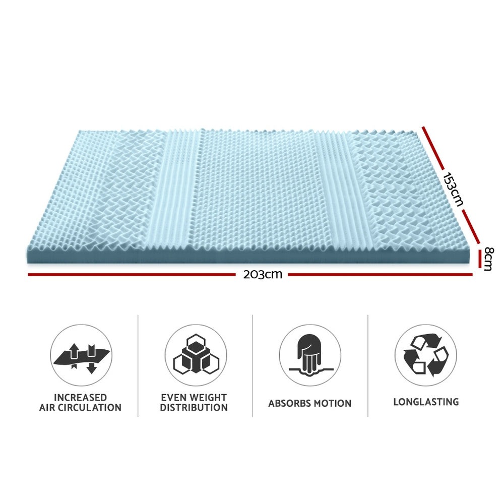 Giselle Bedding Cool Gel 7-zone Memory Foam Mattress Topper w/Bamboo Cover 8cm - Queen Giselle Bedding