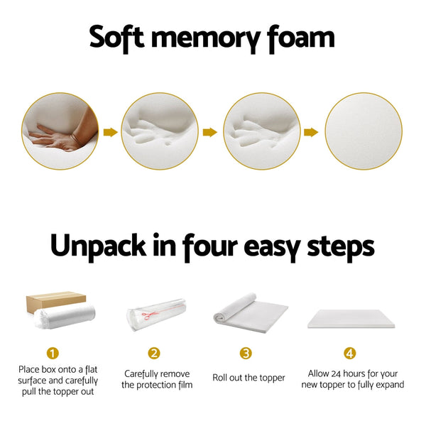 Giselle Bedding Memory Foam Mattress Topper 7-Zone Airflow Pad 8cm King White Giselle Bedding